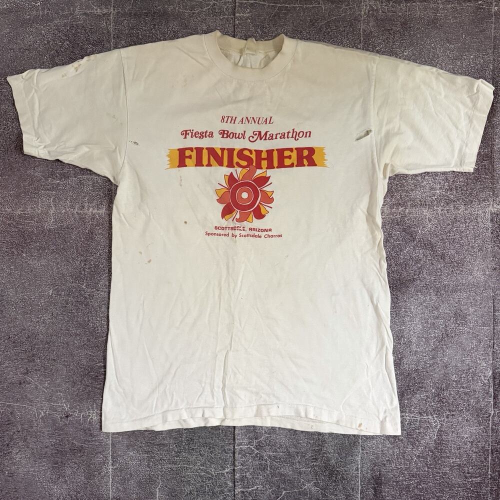 Men's Vintage 80s Fiesta Bowl Marathon Finisher Scottsdale Arizona T Shirt Sz XL